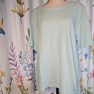 Talbots Petite XLp Button Top Shoulder Short Sleeve Top Light Blue